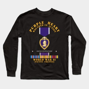 Purple Heart - WIA w WWII SVC w Purple Heart - Pacific Long Sleeve T-Shirt